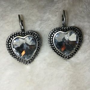 🖤KK JEWELRY ANTIQUED SILVER HEART EARRINGS